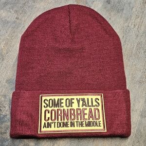 NWT Country Journey Red Beanie with Cornbread Patch